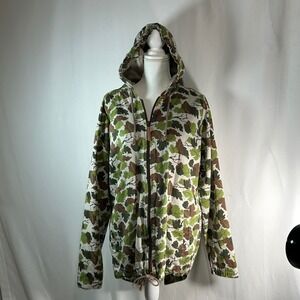 Unyforme Mens Leaf Camo Zip Up Hooded Jacket Green Brown Size M